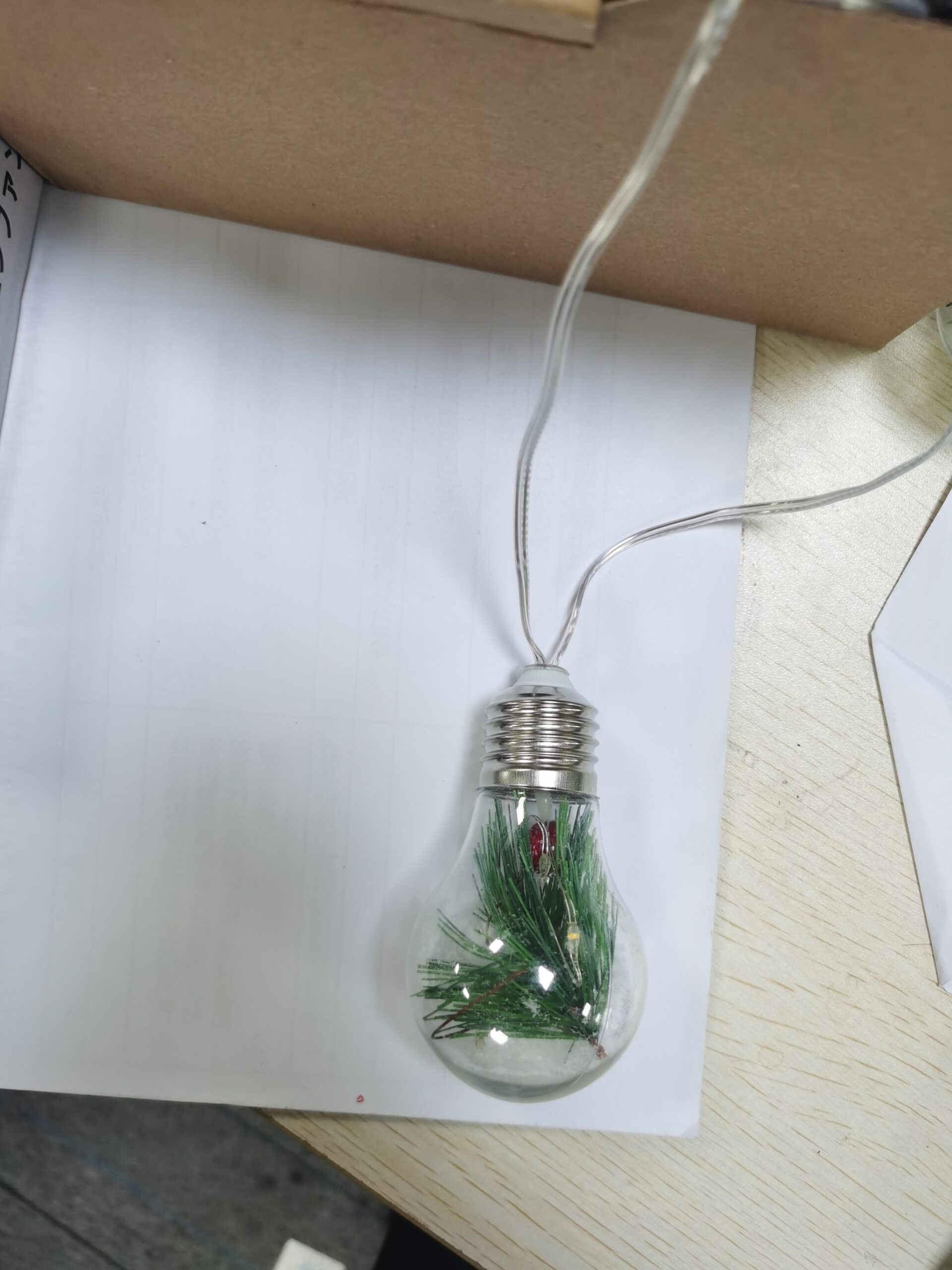 Battery powered string lights with ten small snow globes along the strand, view 3