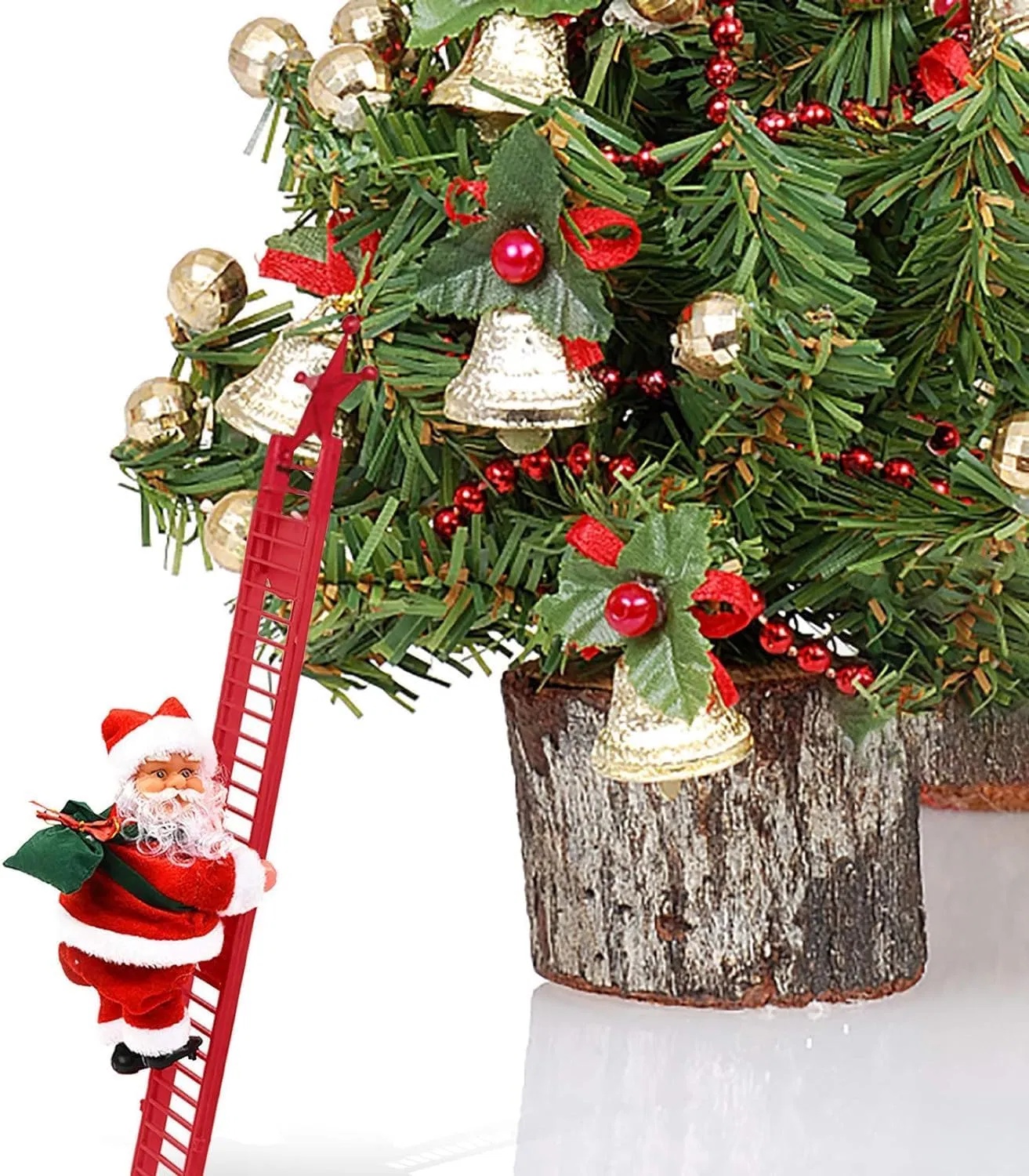 Battery operated Santa figure that climbs a ladder, view 6