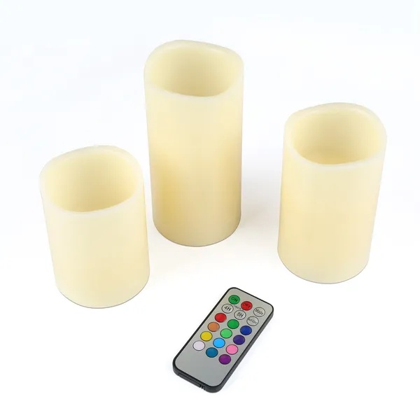 Ivory real wax flameless LED candles with a remote and timer